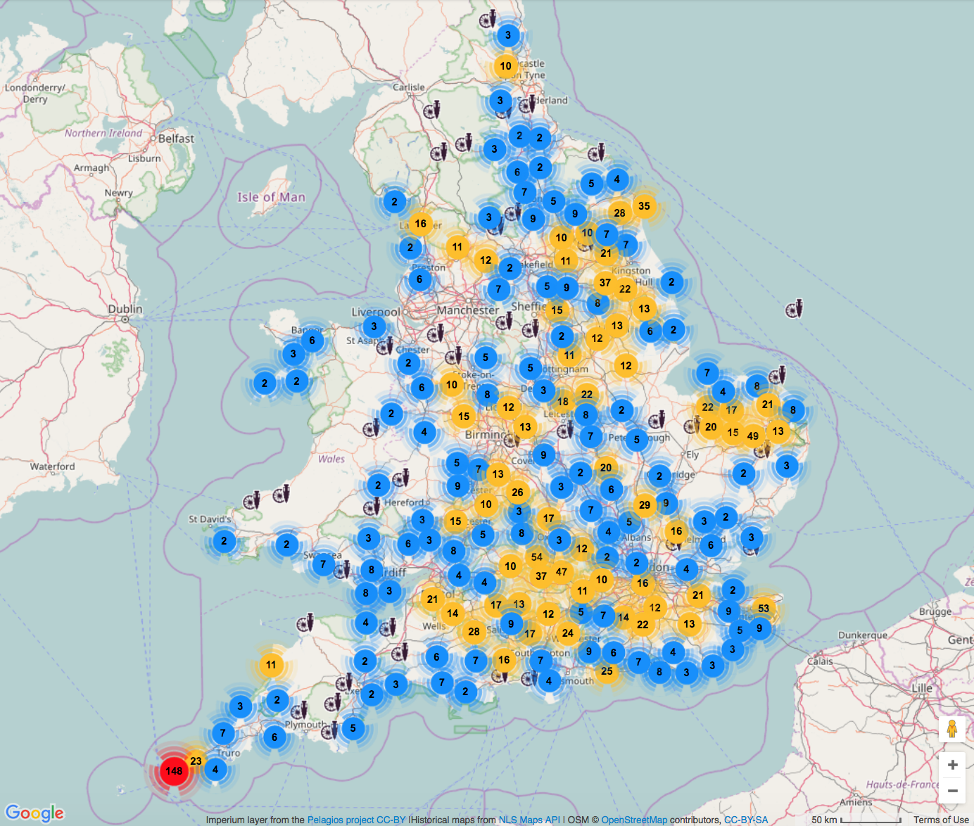 Bronze Age finds in England and Wales according to Portable Antiquities Scheme